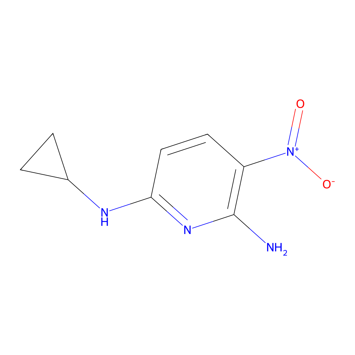 N~6~-cyclopropyl-3-nitropyridine-2,6-diamine molecular structure, CAS 1538337-79-9