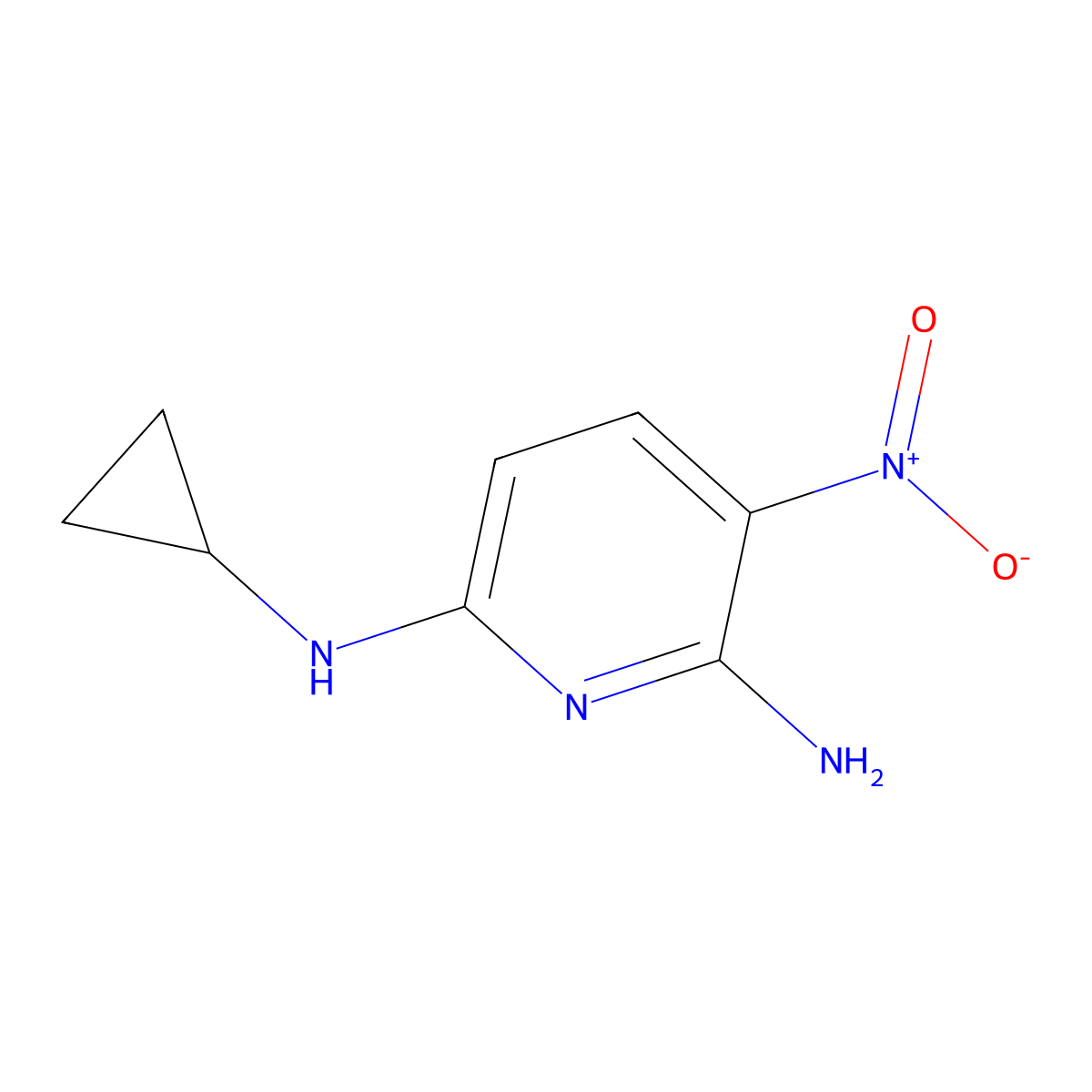 N~6~-cyclopropyl-3-nitropyridine-2,6-diamine molecular structure, CAS 1538337-79-9