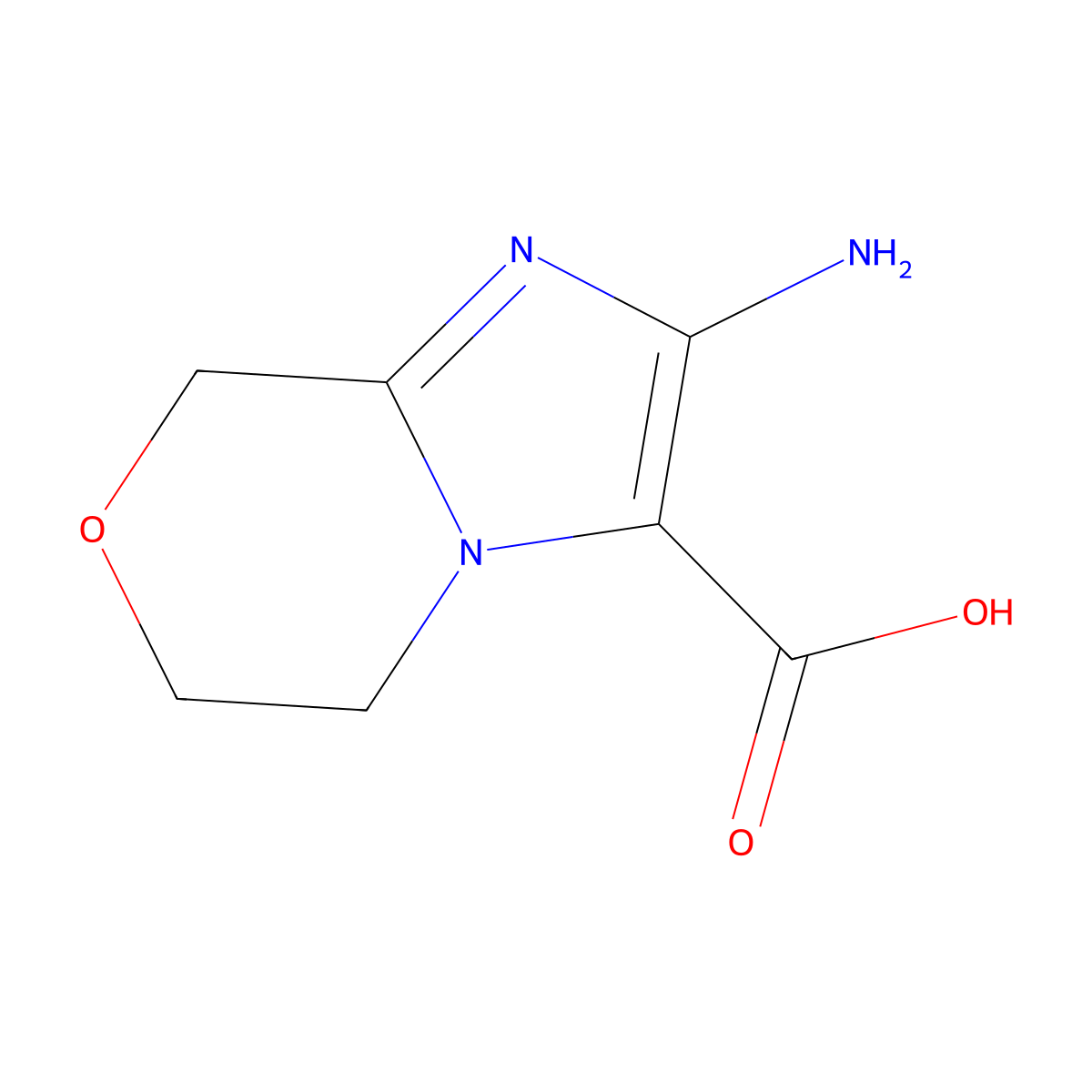 2-amino-5H,6H,8H-imidazo[2,1-c][1,4]oxazine-3-carboxylic acid molecular structure, CAS 1538340-58-7