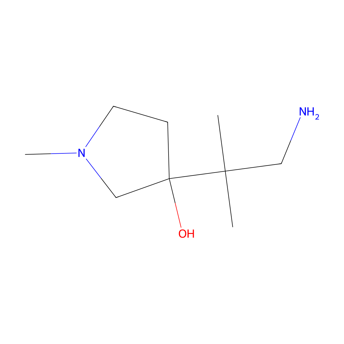 3-(1-Amino-2-methylpropan-2-yl)-1-methylpyrrolidin-3-ol molecular structure, CAS 1538350-40-1