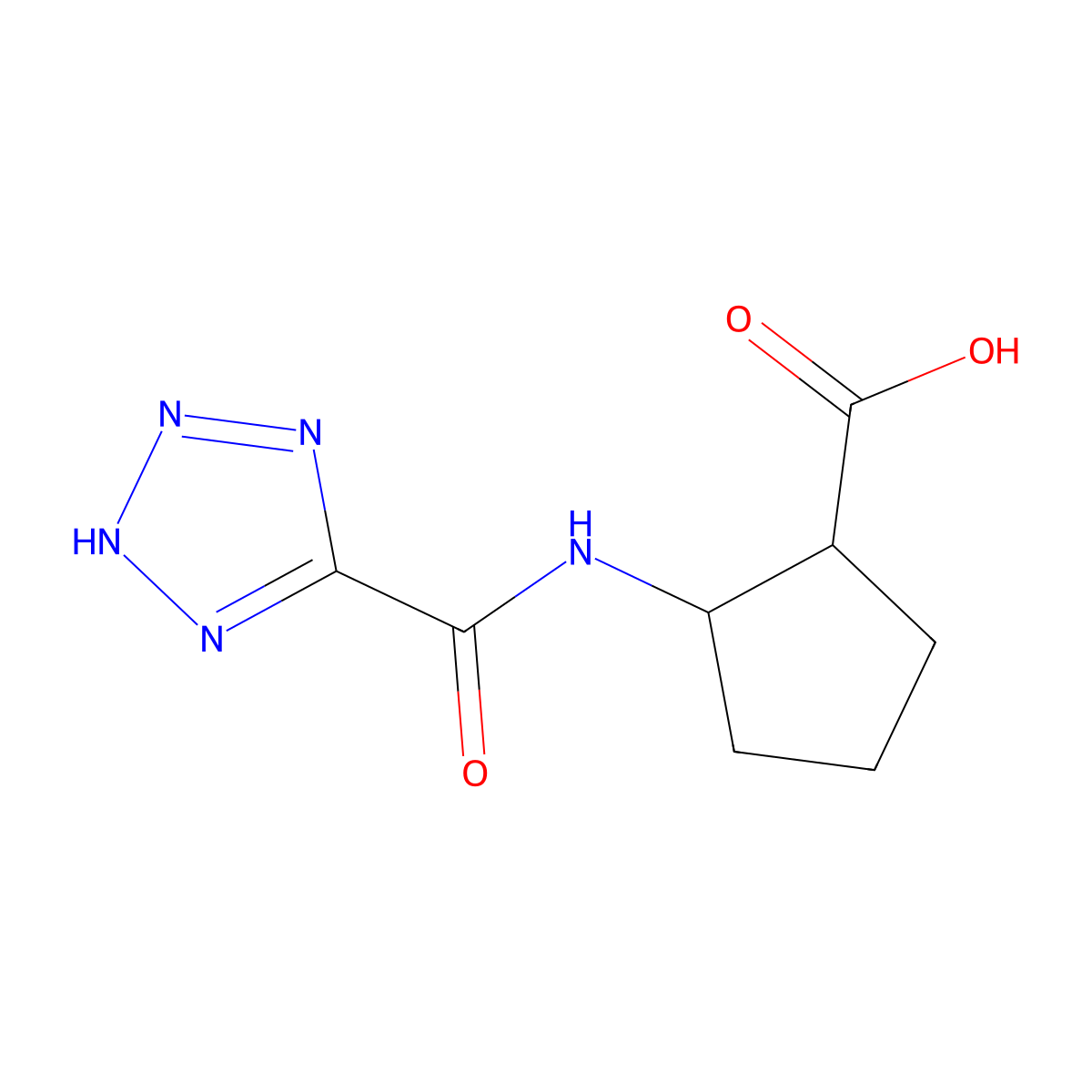 2-(1H-1,2,3,4-tetrazole-5-amido)cyclopentane-1-carboxylic acid molecular structure, CAS 1538359-40-8