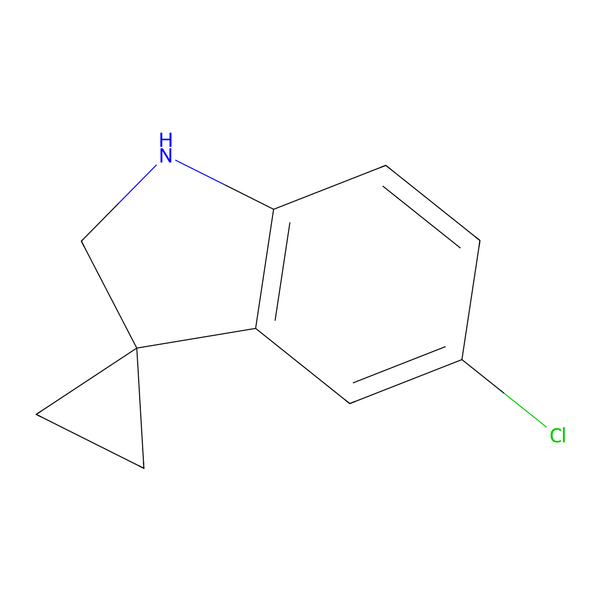 5'-Chlorospiro[cyclopropane-1,3'-indoline] molecular structure, CAS 1538359-43-1