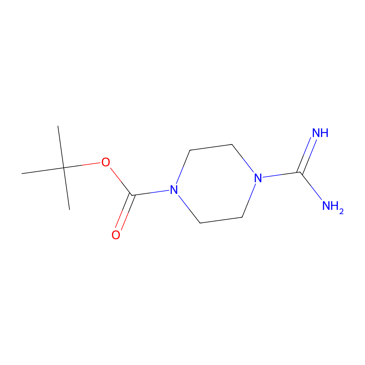 Tert-butyl 4-carbamimidoylpiperazine-1-carboxylate molecular structure, CAS 153836-14-7