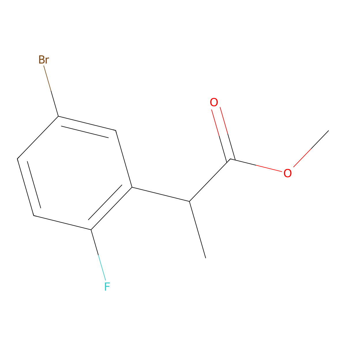 Methyl 2-(5-bromo-2-fluorophenyl)propanoate molecular structure, CAS 1538361-61-3