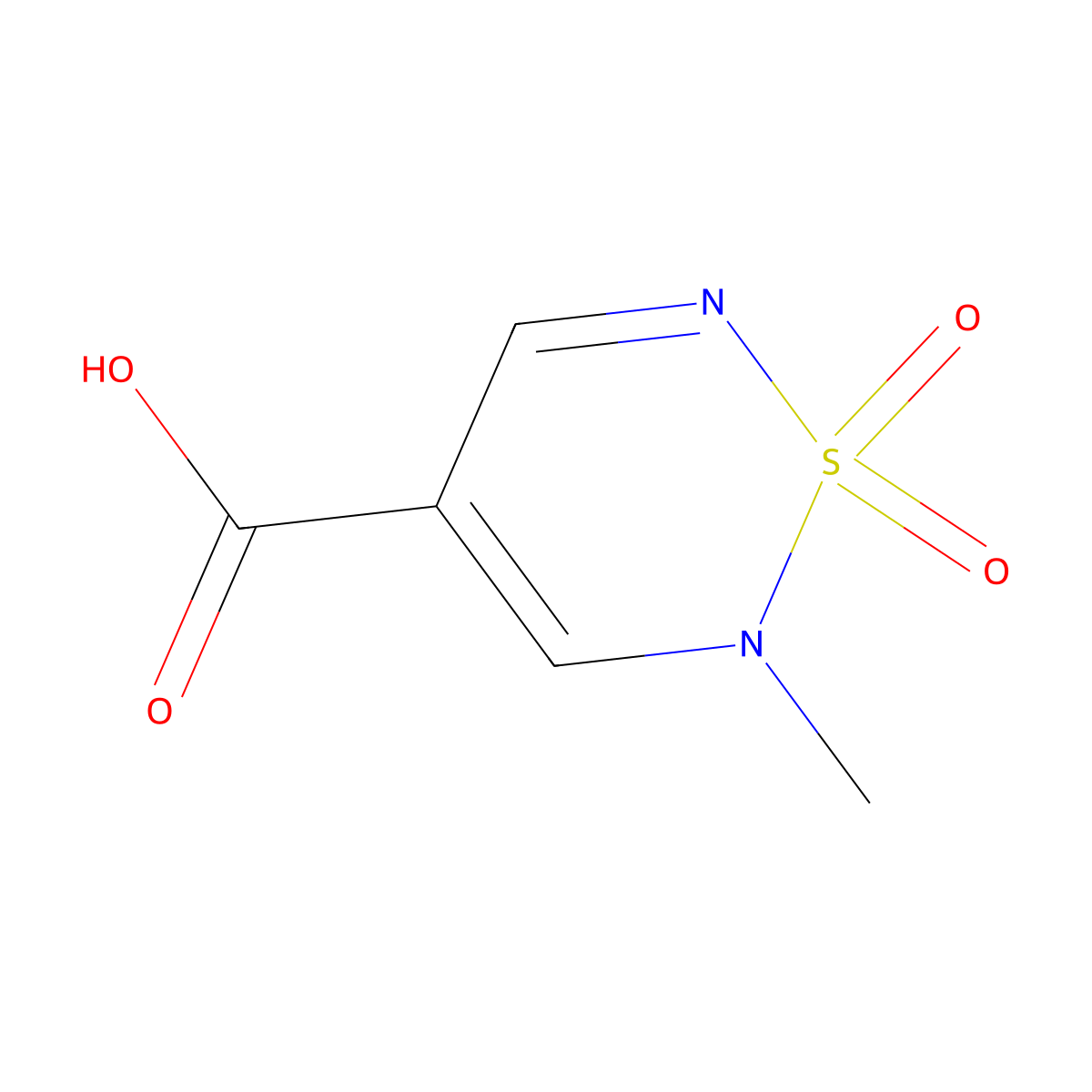 2-methyl-2H-1,2,6-thiadiazine-4-carboxylic acid 1,1-dioxide molecular structure, CAS 1538365-78-4