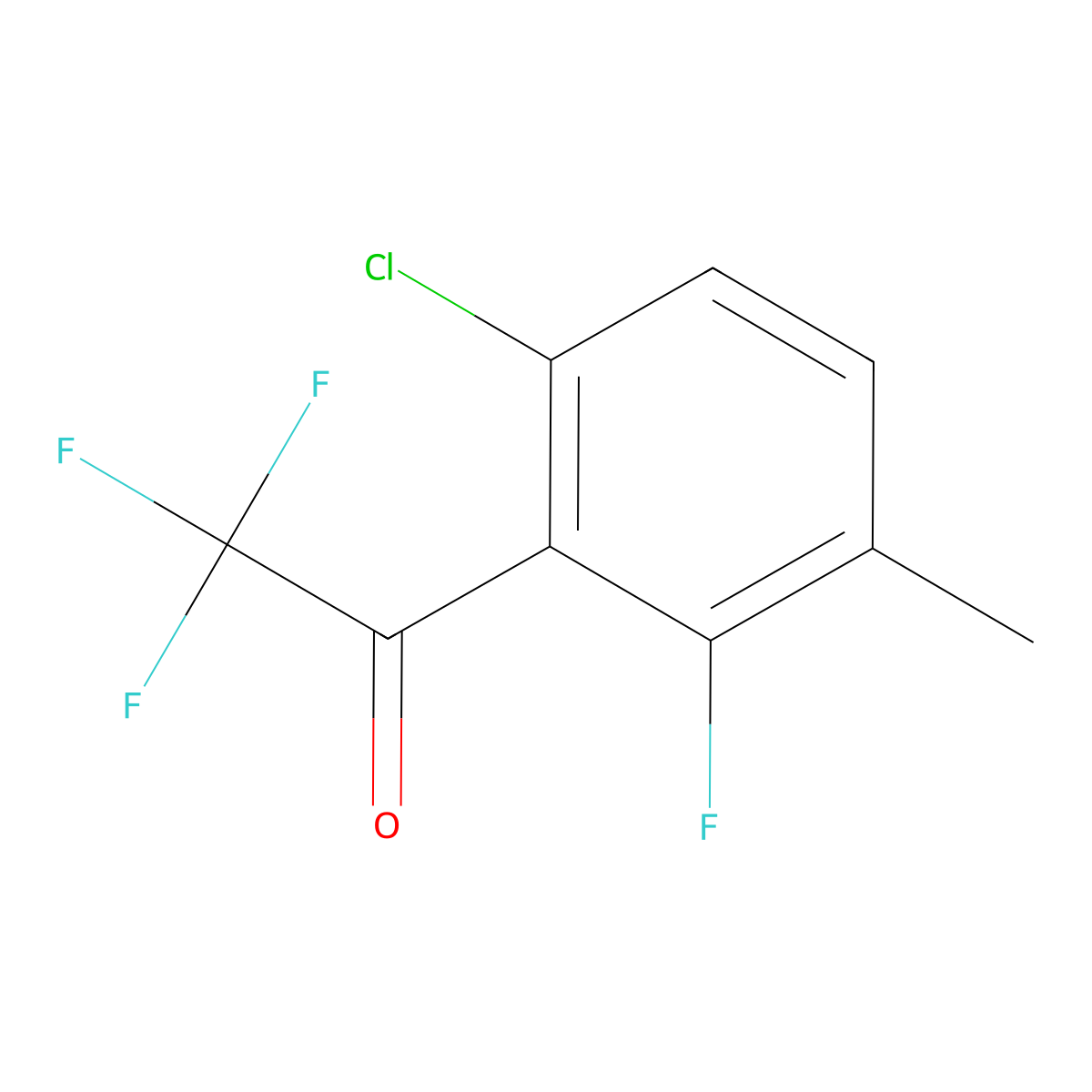 1-(6-Chloro-2-fluoro-3-methylphenyl)-2,2,2-trifluoroethanone molecular structure, CAS 1538384-60-9