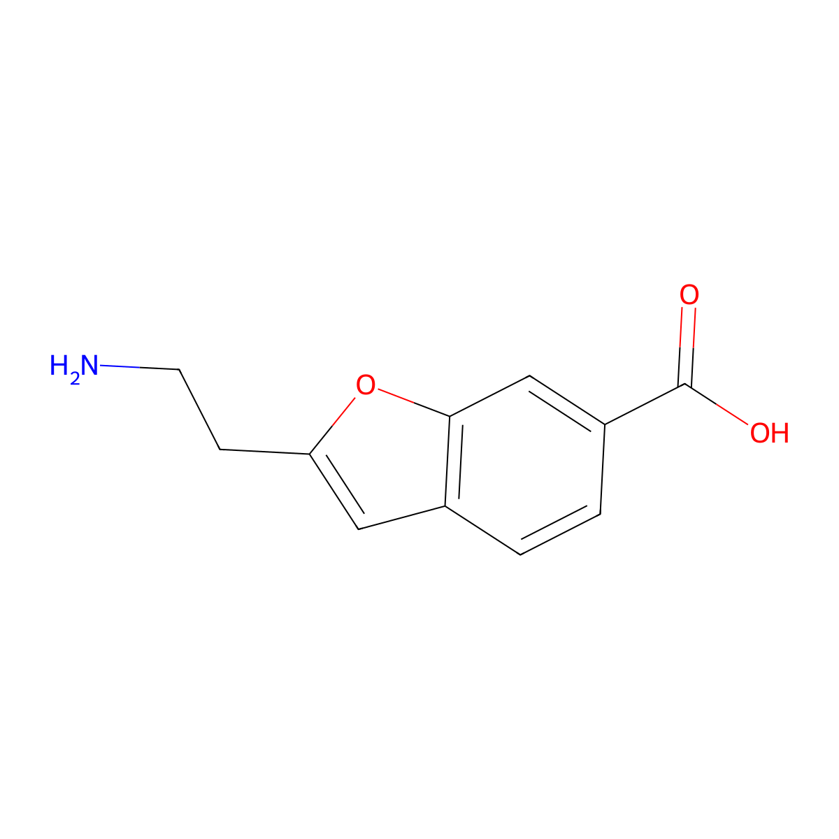 2-(2-Aminoethyl)-1-benzofuran-6-carboxylic acid molecular structure, CAS 1538389-82-0