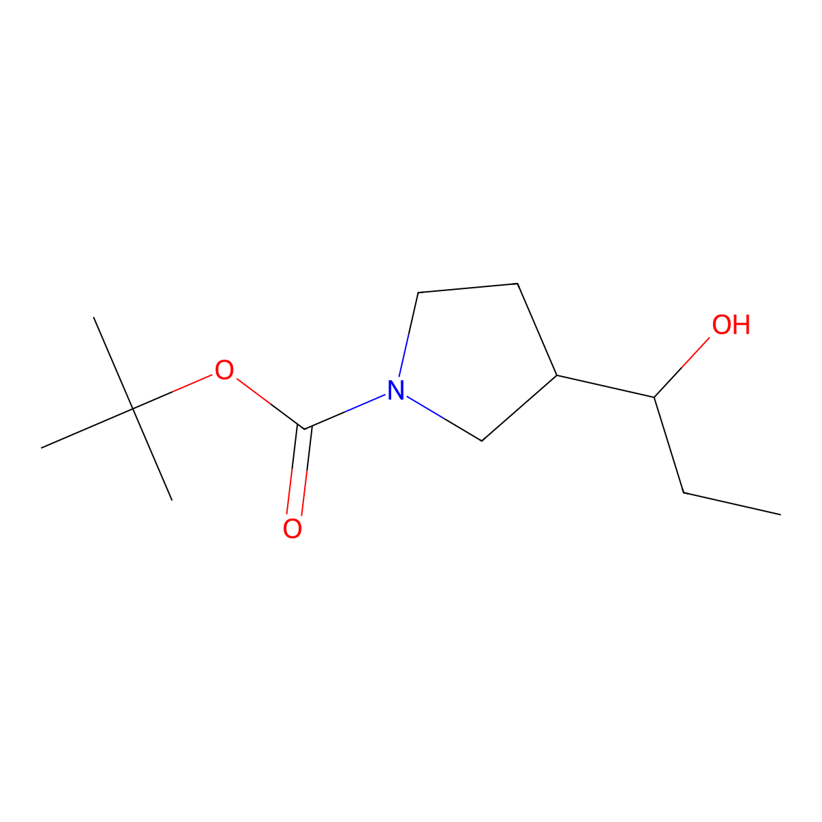 tert-Butyl 3-(1-hydroxypropyl)pyrrolidine-1-carboxylate molecular structure, CAS 1538391-00-2