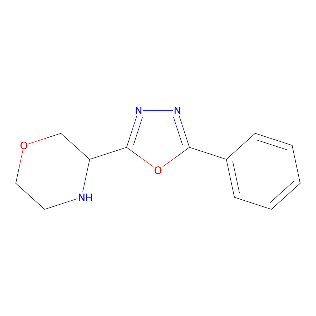 3-(5-Phenyl-1,3,4-oxadiazol-2-yl)morpholine molecular structure, CAS 1538396-55-2