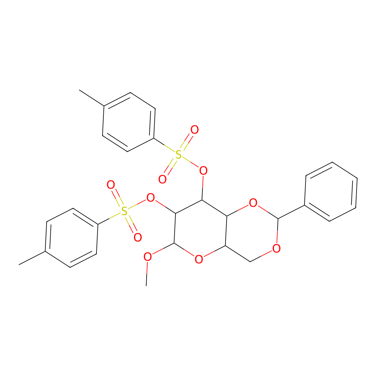 Methyl 4,6-O-benzylidene-alpha-D-galactopyranoside, bis(toluene-p-sulphonate) molecular structure, CAS 15384-63-1