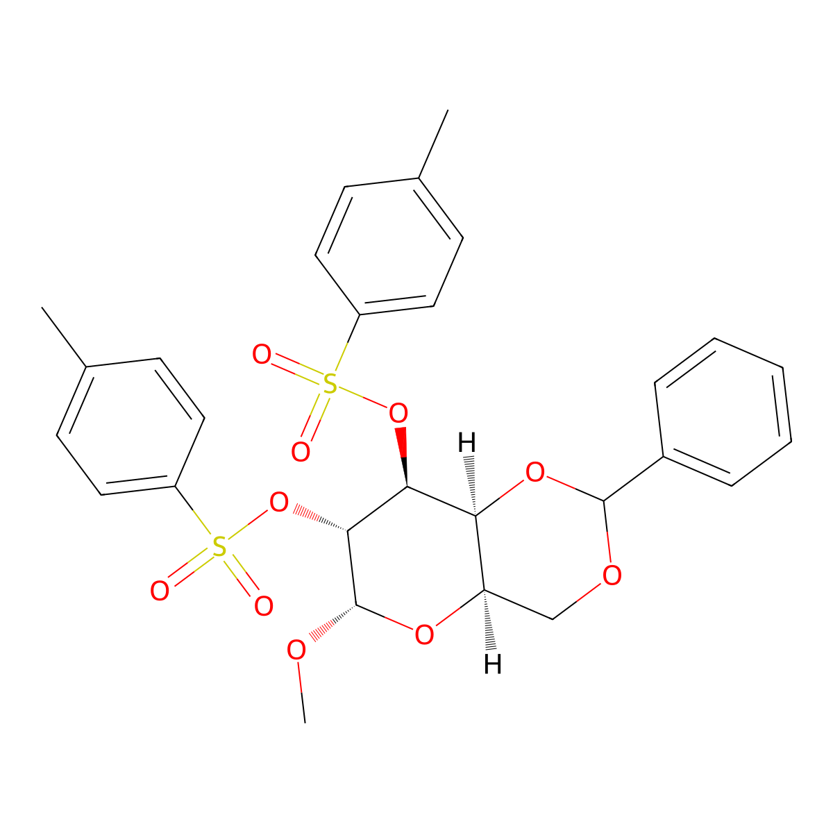 Methyl 4,6-O-benzylidene-alpha-D-galactopyranoside, bis(toluene-p-sulphonate) molecular structure, CAS 15384-63-1