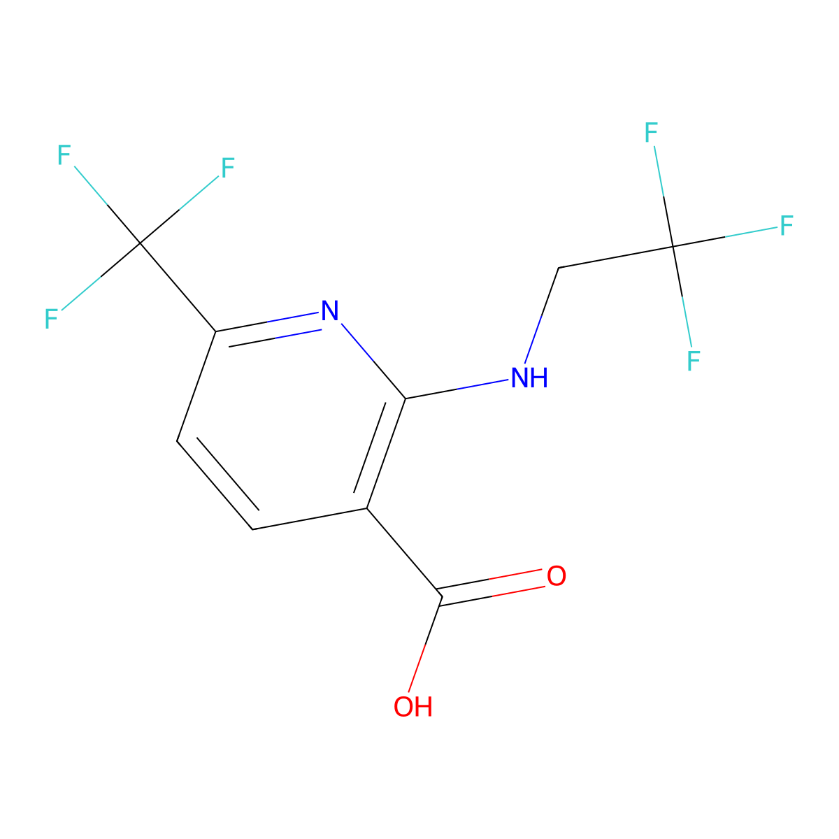 2-[(2,2,2-Trifluoroethyl)amino]-6-(trifluoromethyl)pyridine-3-carboxylic acid molecular structure, CAS 1538422-47-7