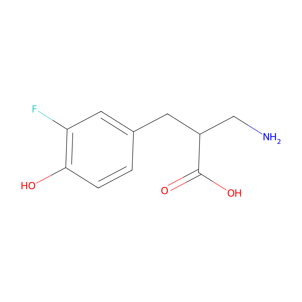 3-Amino-2-[(3-fluoro-4-hydroxyphenyl)methyl]propanoic acid molecular structure, CAS 1538447-79-8