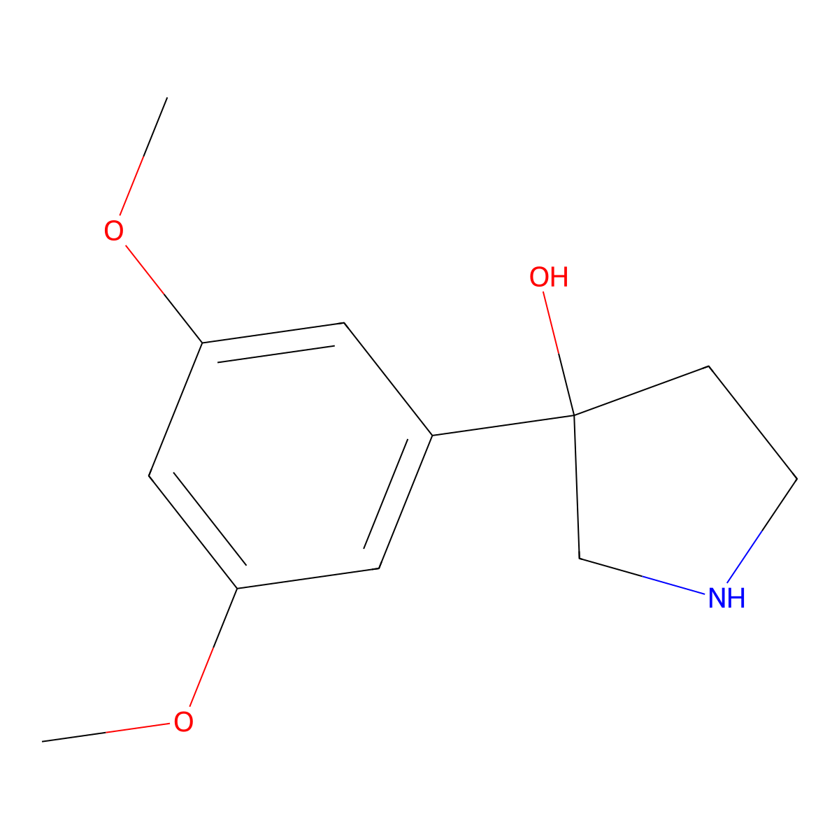 3-(3,5-Dimethoxyphenyl)pyrrolidin-3-ol molecular structure, CAS 1538473-35-6