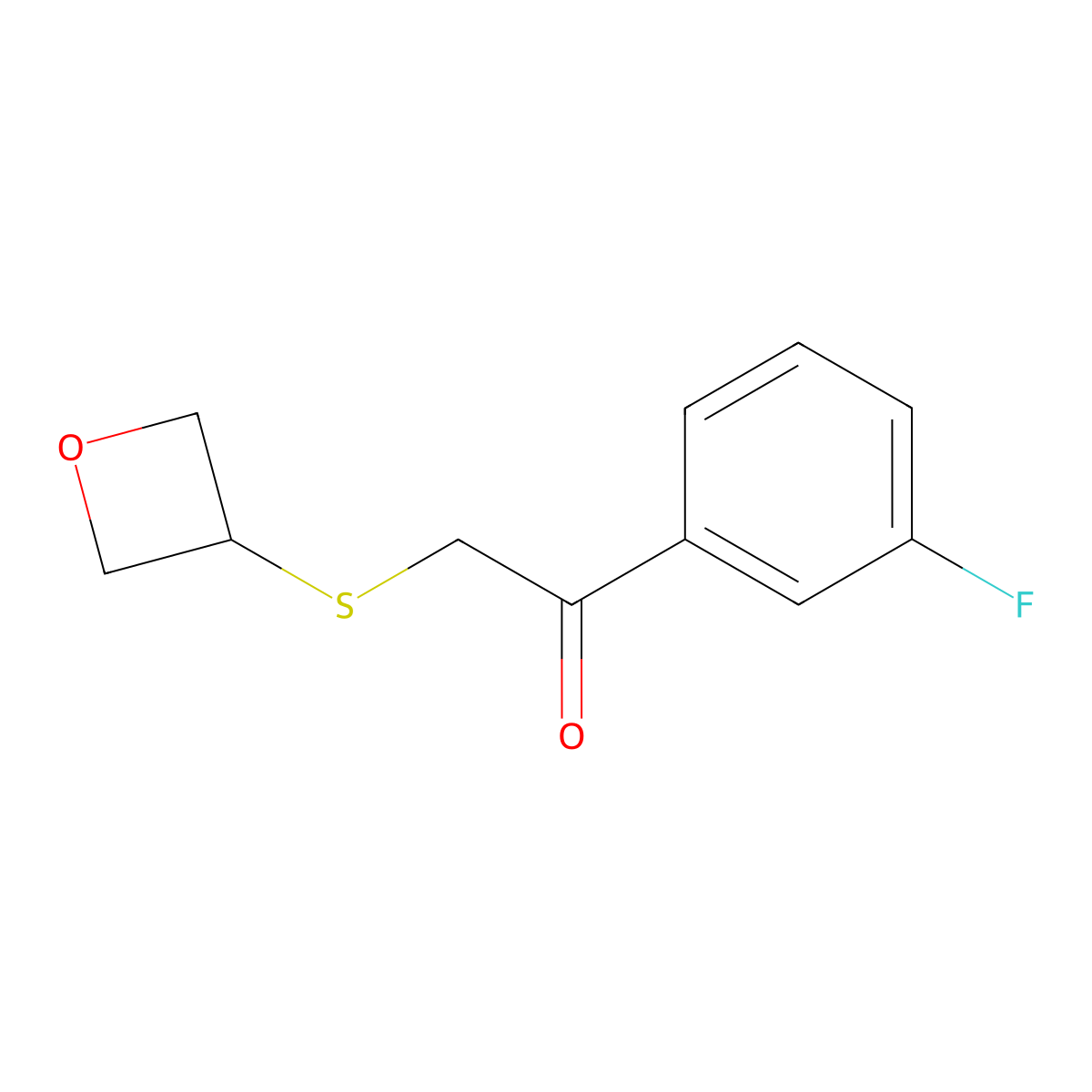 1-(3-Fluorophenyl)-2-(oxetan-3-ylthio)ethan-1-one molecular structure, CAS 1538495-13-4