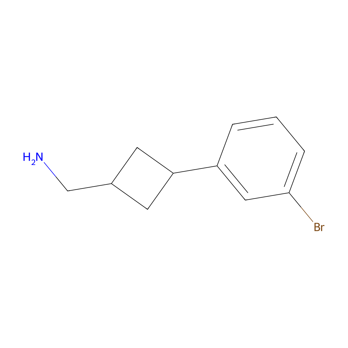 [3-(3-Bromophenyl)cyclobutyl]methanamine molecular structure, CAS 1538495-99-6