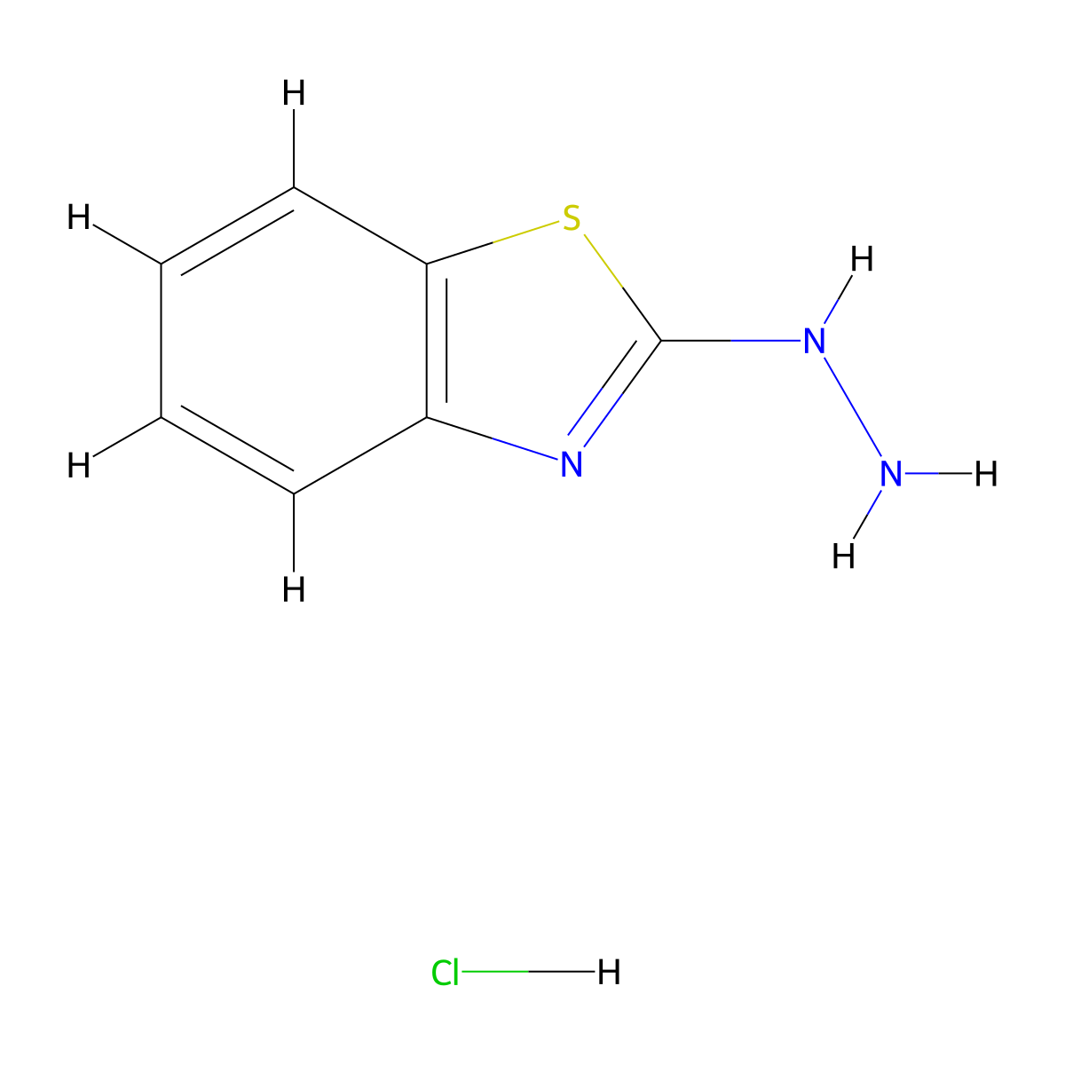 Benzothiazole-2-ylhydrazine, chloride molecular structure, CAS 153853-94-2
