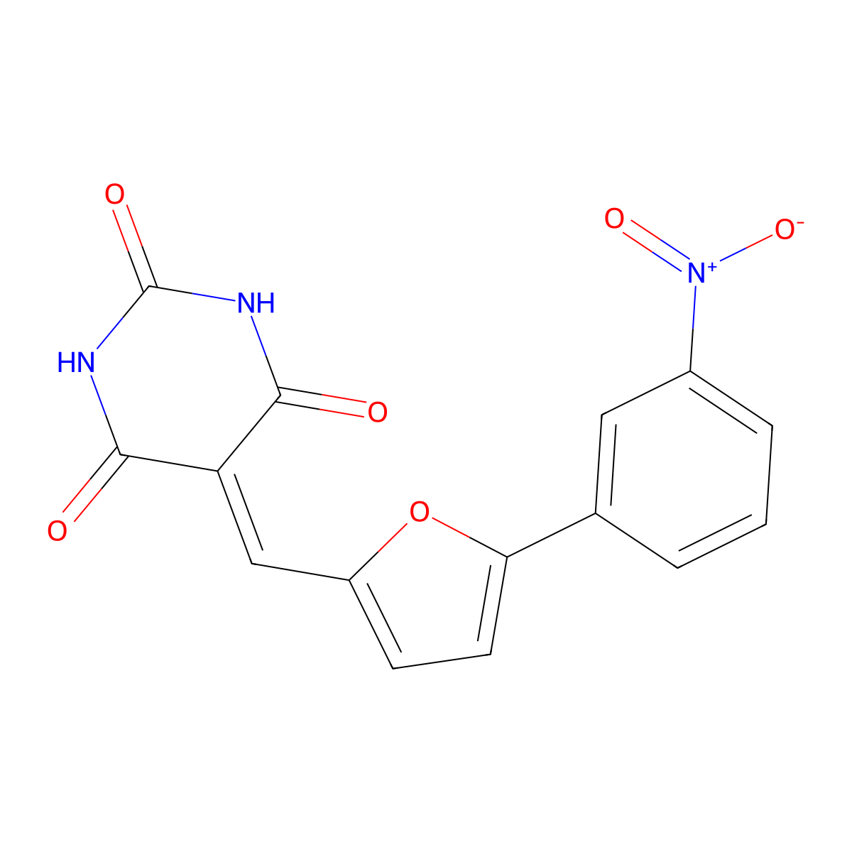 5-((5-(3-nitrophenyl)furan-2-yl)methylene)pyrimidine-2,4,6(1H,3H,5H)-trione molecular structure, CAS 153854-75-2