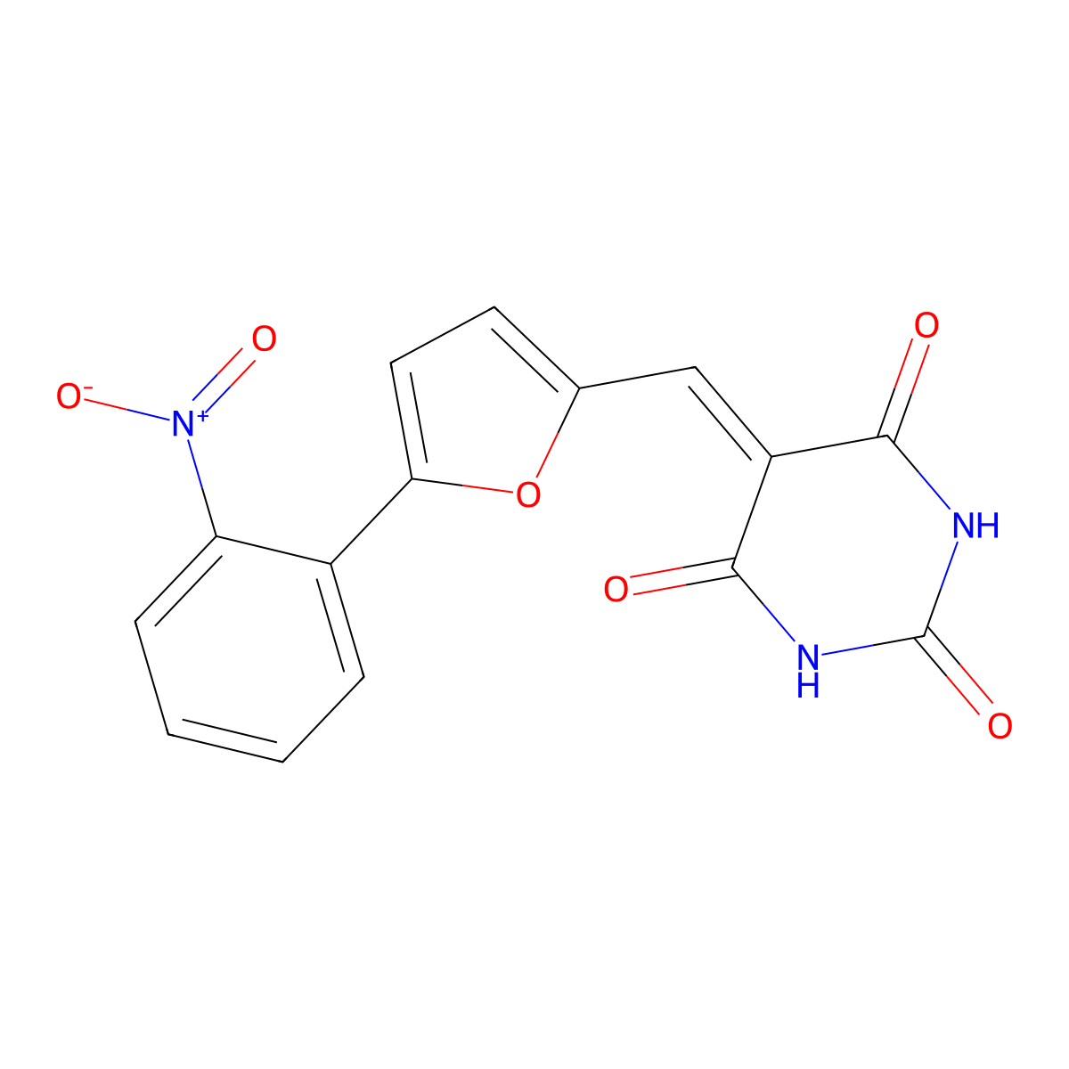 5-[[5-(2-Nitrophenyl)furan-2-yl]methylidene]-1,3-diazinane-2,4,6-trione molecular structure, CAS 153854-76-3