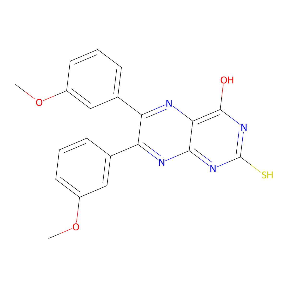 6,7-Bis(3-methoxyphenyl)-2-sulfanylpteridin-4-ol molecular structure, CAS 1538566-78-7