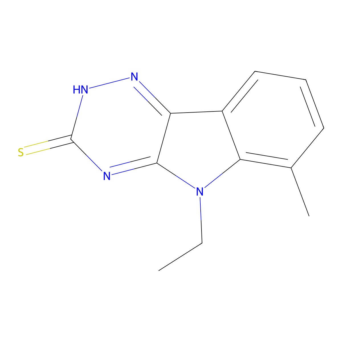 5-ethyl-6-methyl-5H-[1,2,4]triazino[5,6-b]indol-3-yl hydrosulfide molecular structure, CAS 1538579-56-4