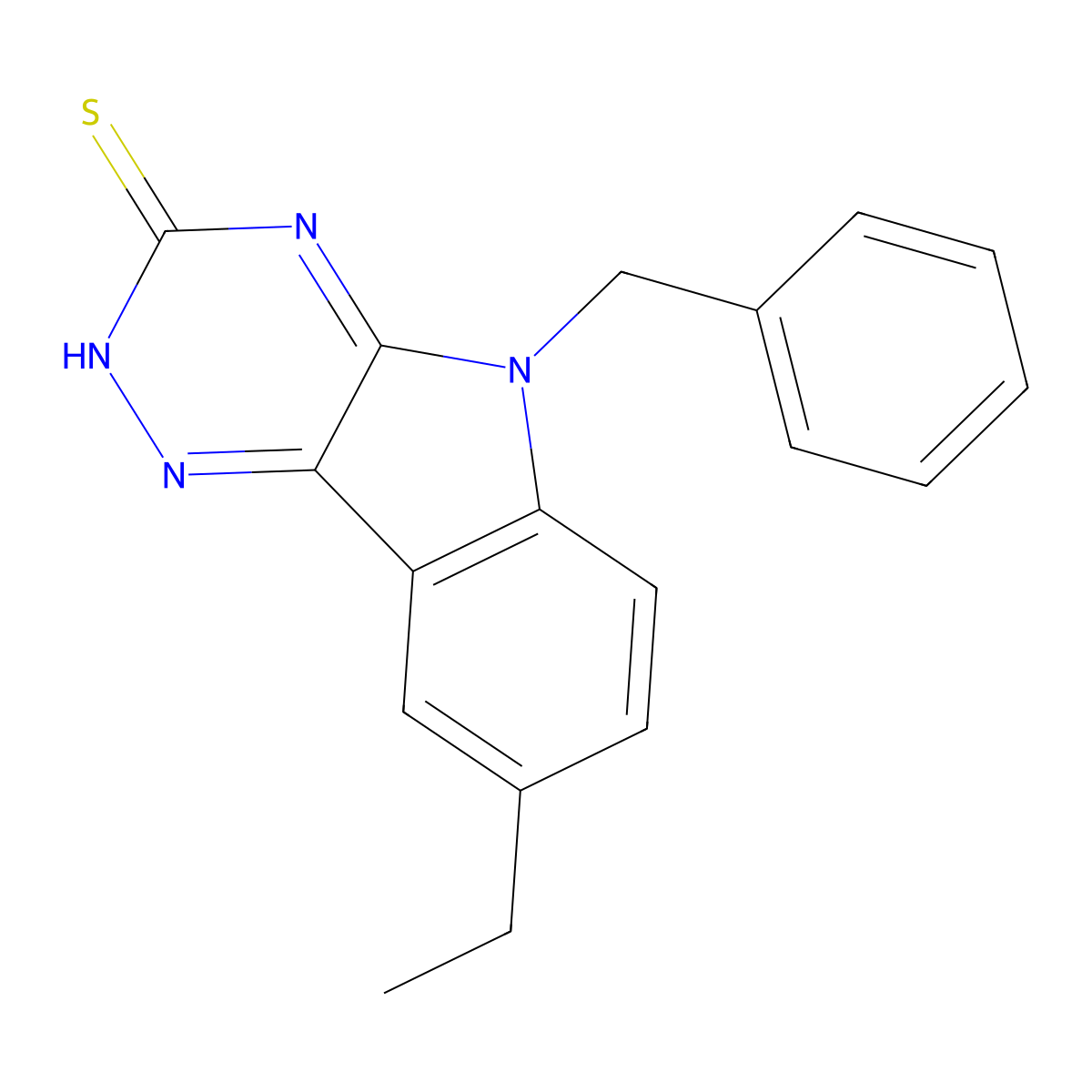5-benzyl-8-ethyl-5H-[1,2,4]triazino[5,6-b]indol-3-yl hydrosulfide molecular structure, CAS 1538579-65-5