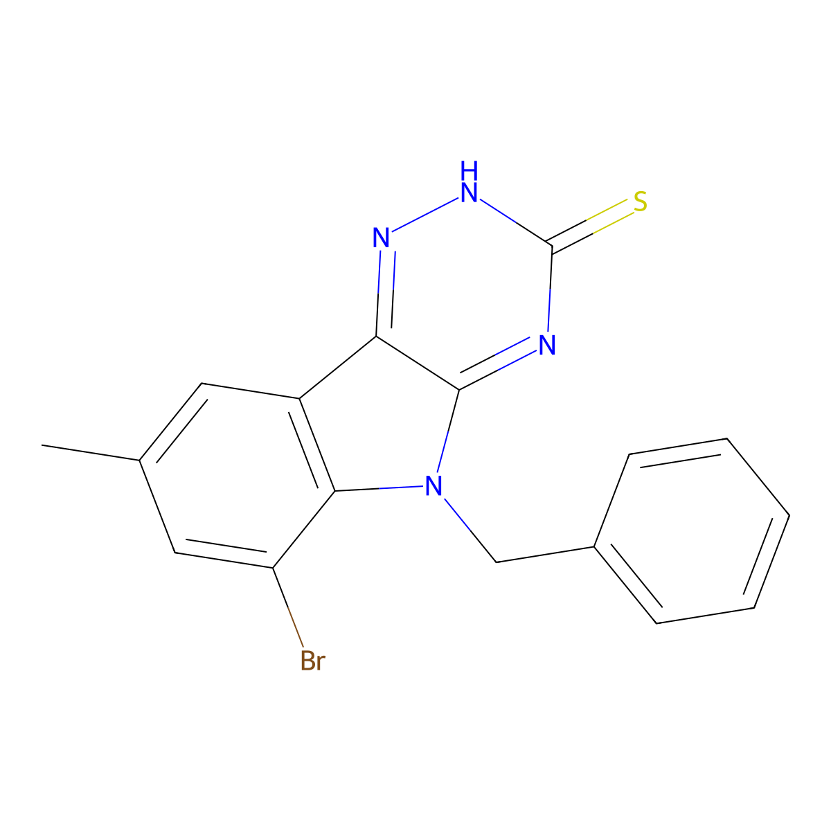 5-benzyl-6-bromo-8-methyl-5H-[1,2,4]triazino[5,6-b]indole-3-thiol molecular structure, CAS 1538582-81-8