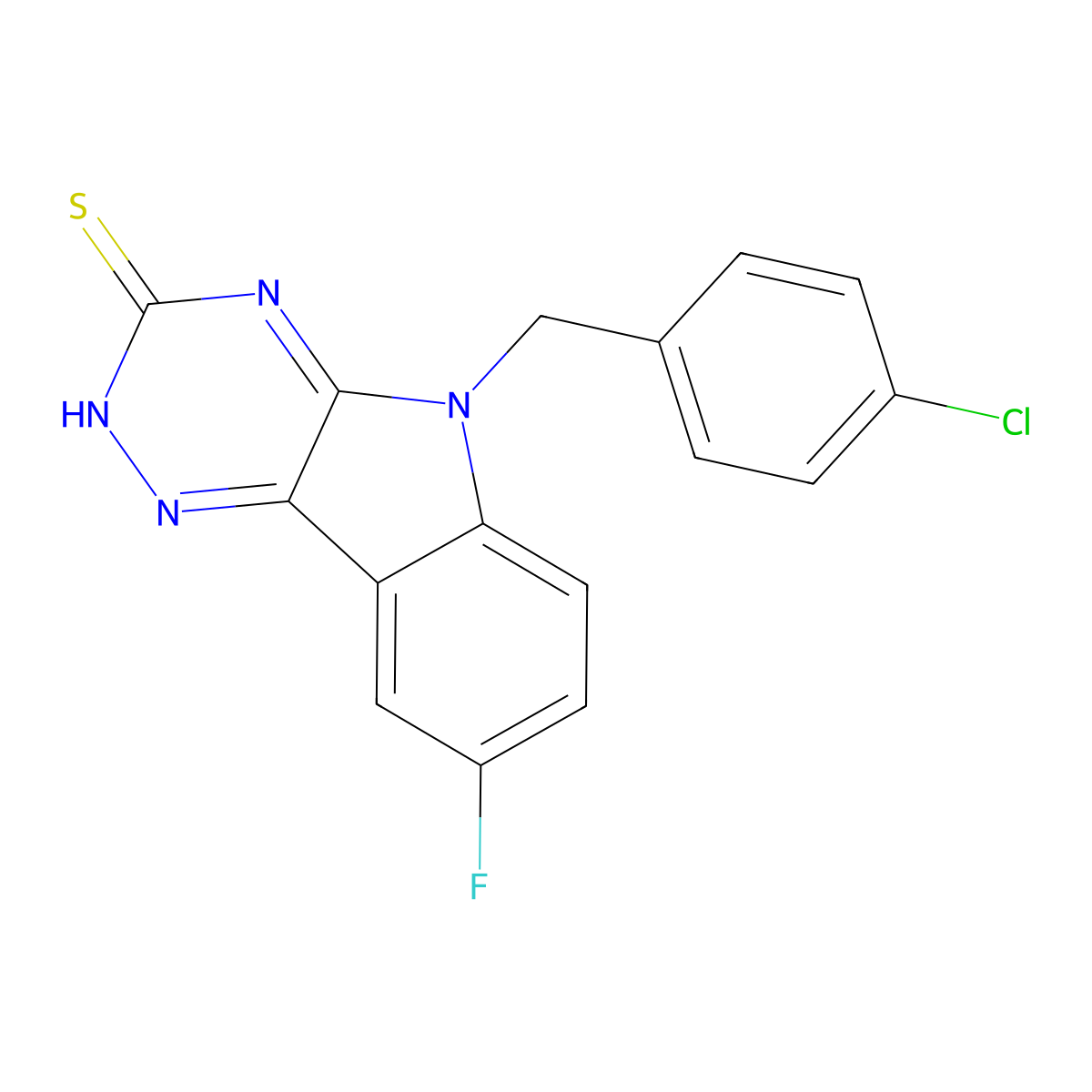 5-(4-chlorobenzyl)-8-fluoro-5H-[1,2,4]triazino[5,6-b]indole-3-thiol molecular structure, CAS 1538582-96-5