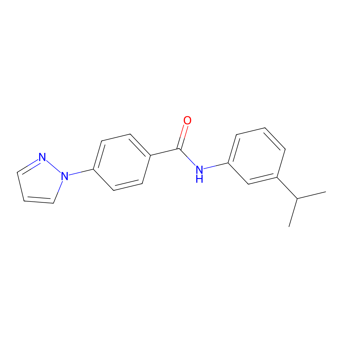 N-(3-isopropylphenyl)-4-(1H-pyrazol-1-yl)benzamide molecular structure, CAS 1538582-98-7