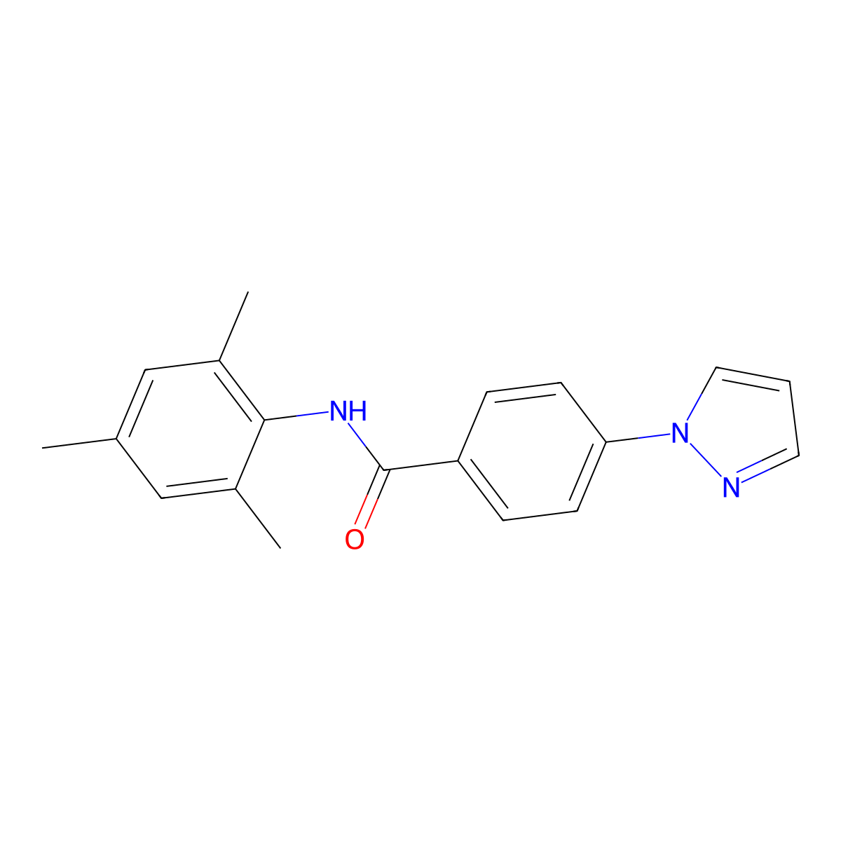 N-mesityl-4-(1H-pyrazol-1-yl)benzamide molecular structure, CAS 1538583-09-3