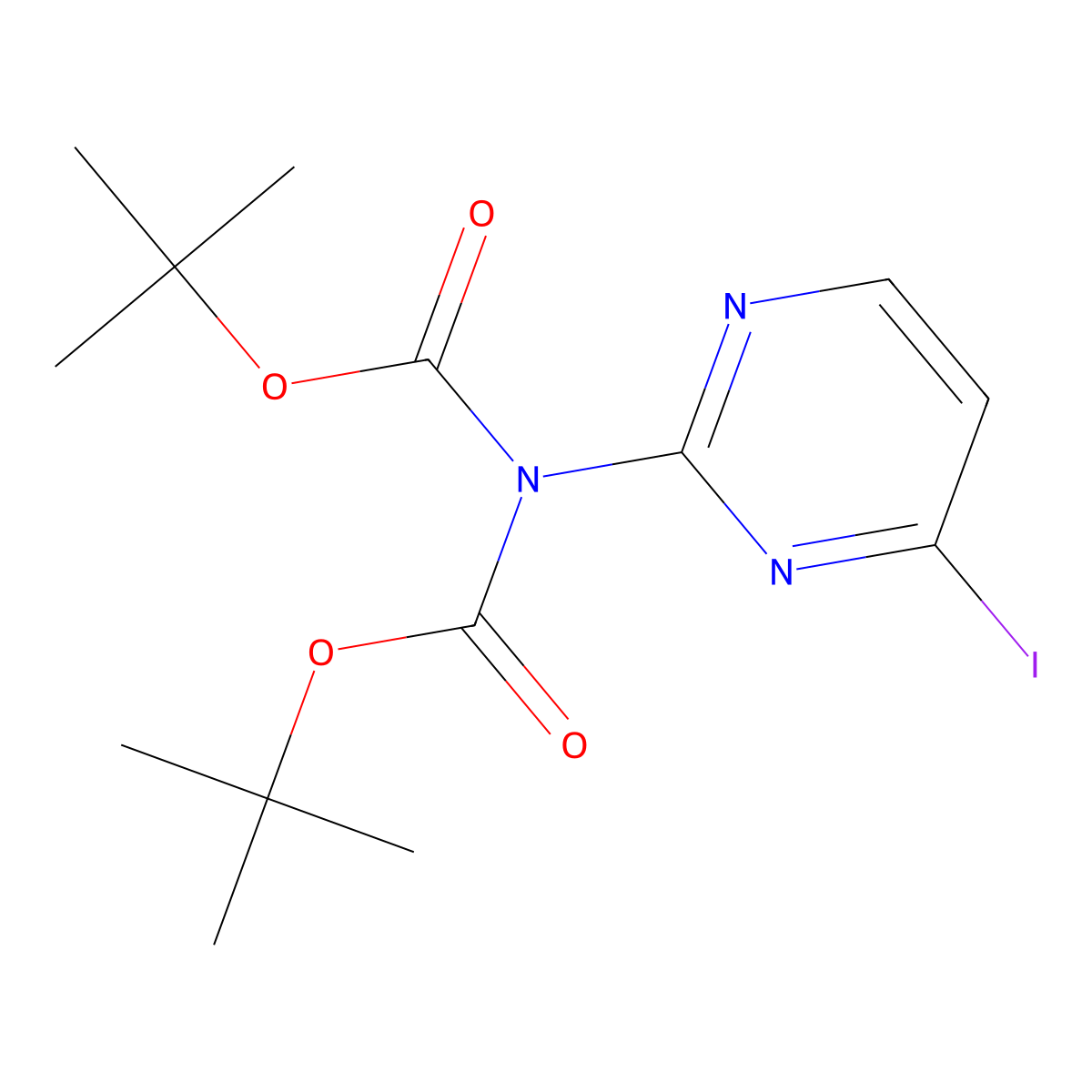 N,N-Bis(boc)-4-iodopyrimidin-2-amine molecular structure, CAS 1538583-11-7
