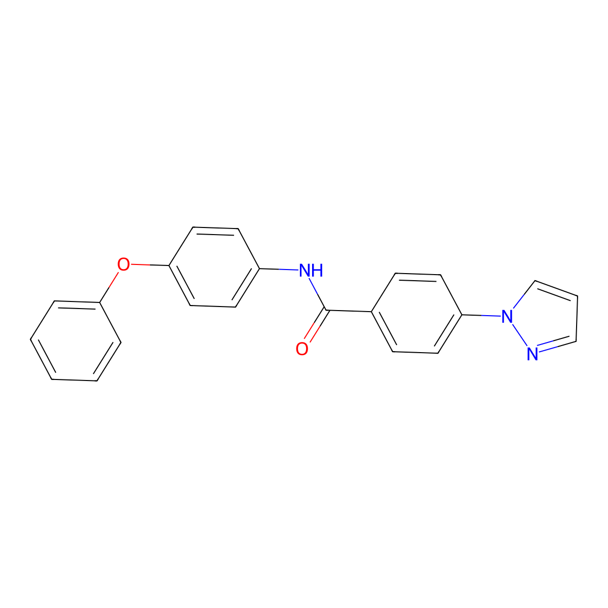 N-(4-phenoxyphenyl)-4-(1H-pyrazol-1-yl)benzamide molecular structure, CAS 1538585-55-5