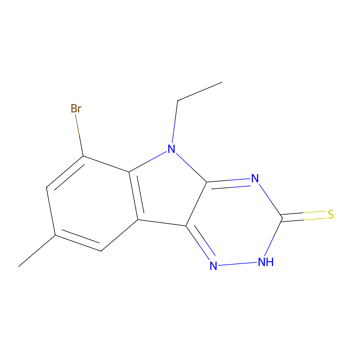 6-bromo-5-ethyl-8-methyl-5H-[1,2,4]triazino[5,6-b]indole-3-thiol molecular structure, CAS 1538585-70-4