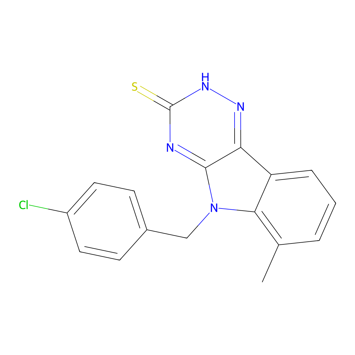 5-(4-chlorobenzyl)-6-methyl-5H-[1,2,4]triazino[5,6-b]indole-3-thiol molecular structure, CAS 1538589-80-8