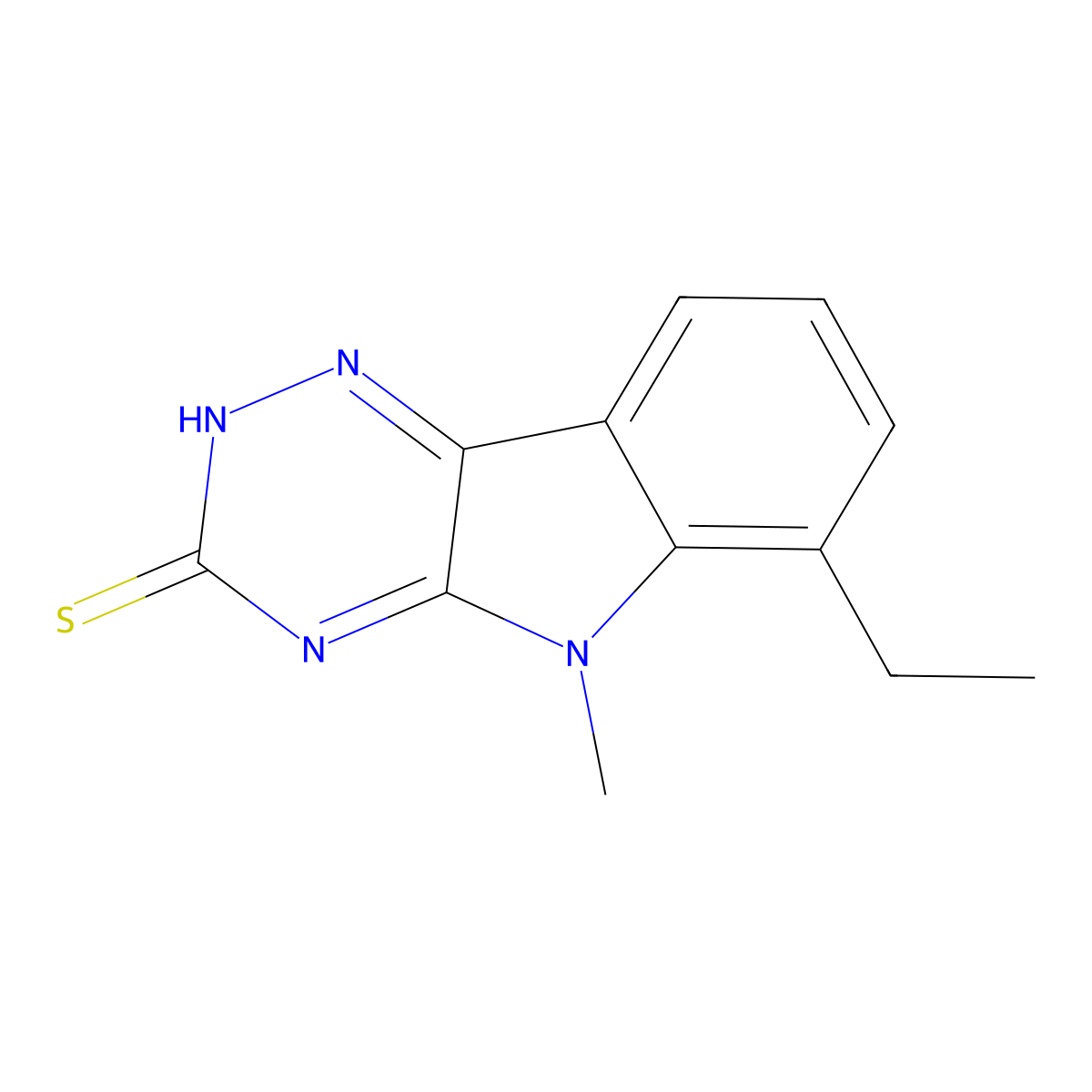 6-ethyl-5-methyl-5H-[1,2,4]triazino[5,6-b]indol-3-yl hydrosulfide molecular structure, CAS 1538589-81-9