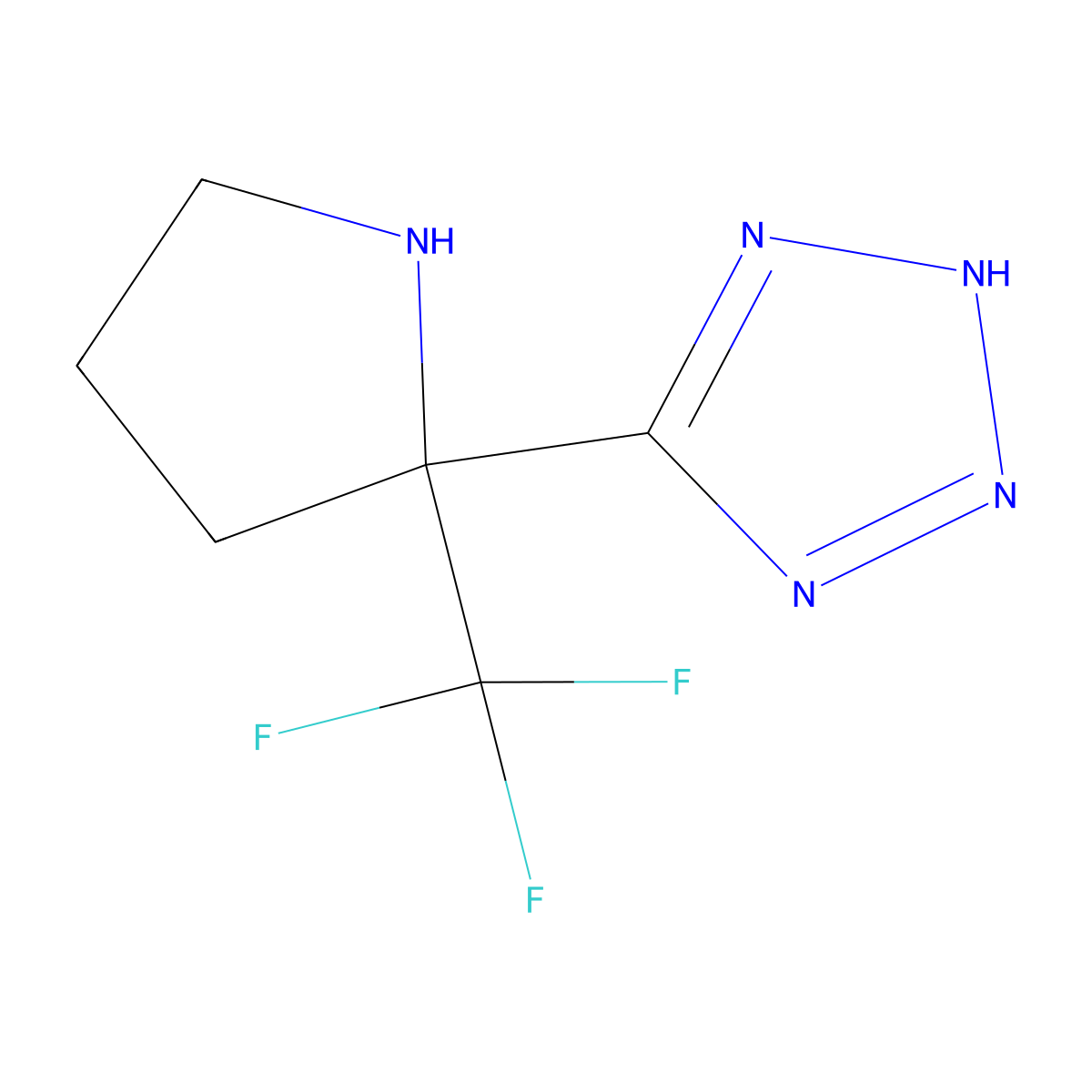 5-[2-(trifluoromethyl)pyrrolidin-2-yl]-1H-1,2,3,4-tetrazole molecular structure, CAS 1538591-68-2