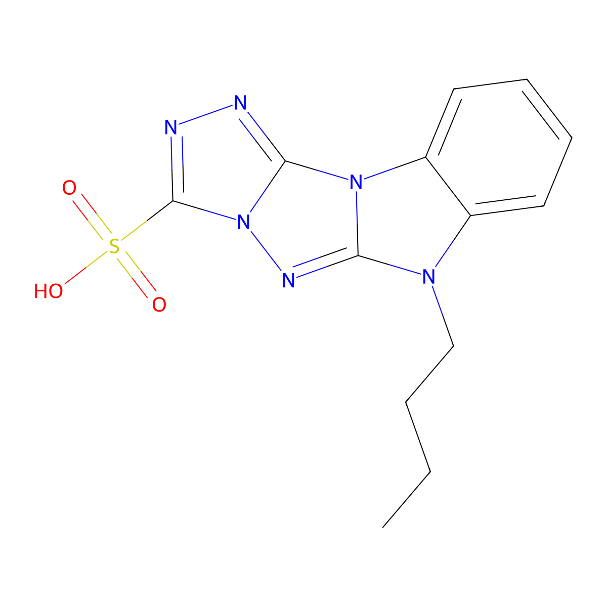 6-Butyl-6H-benzo[4,5]imidazo[1,2-d][1,2,4]triazolo[4,3-b][1,2,4]triazole-3-sulfonic acid molecular structure, CAS 1538594-15-8