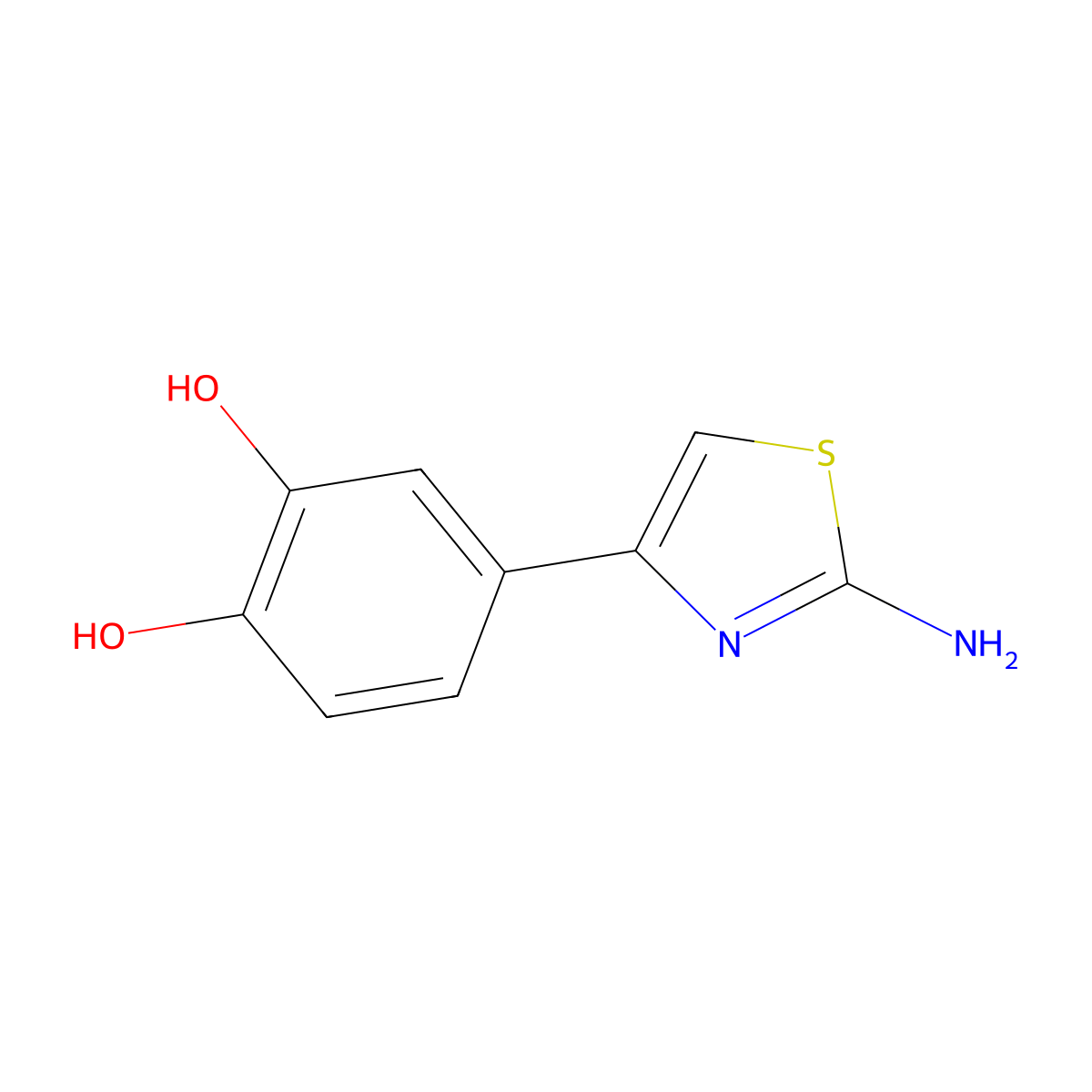 4-(2-Amino-1,3-thiazol-4-yl)benzene-1,2-diol molecular structure, CAS 15386-52-4