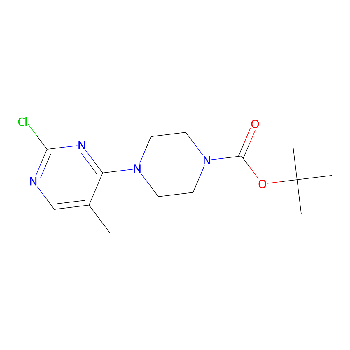 Tert-butyl 4-(2-chloro-5-methylpyrimidin-4-yl)piperazine-1-carboxylate molecular structure, CAS 1538605-53-6