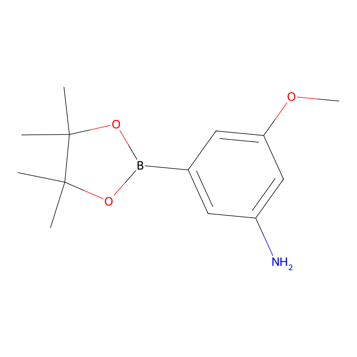 3-Methoxy-5-(4,4,5,5-tetramethyl-1,3,2-dioxaborolan-2-yl)benzenamine molecular structure, CAS 1538623-41-4