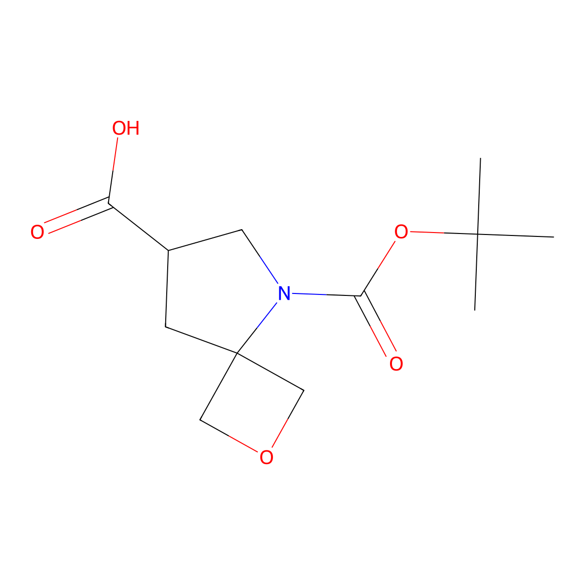 5-((Tert-butoxy)carbonyl)-2-oxa-5-azaspiro(3.4)octane-7-carboxylic acid molecular structure, CAS 1538626-88-8