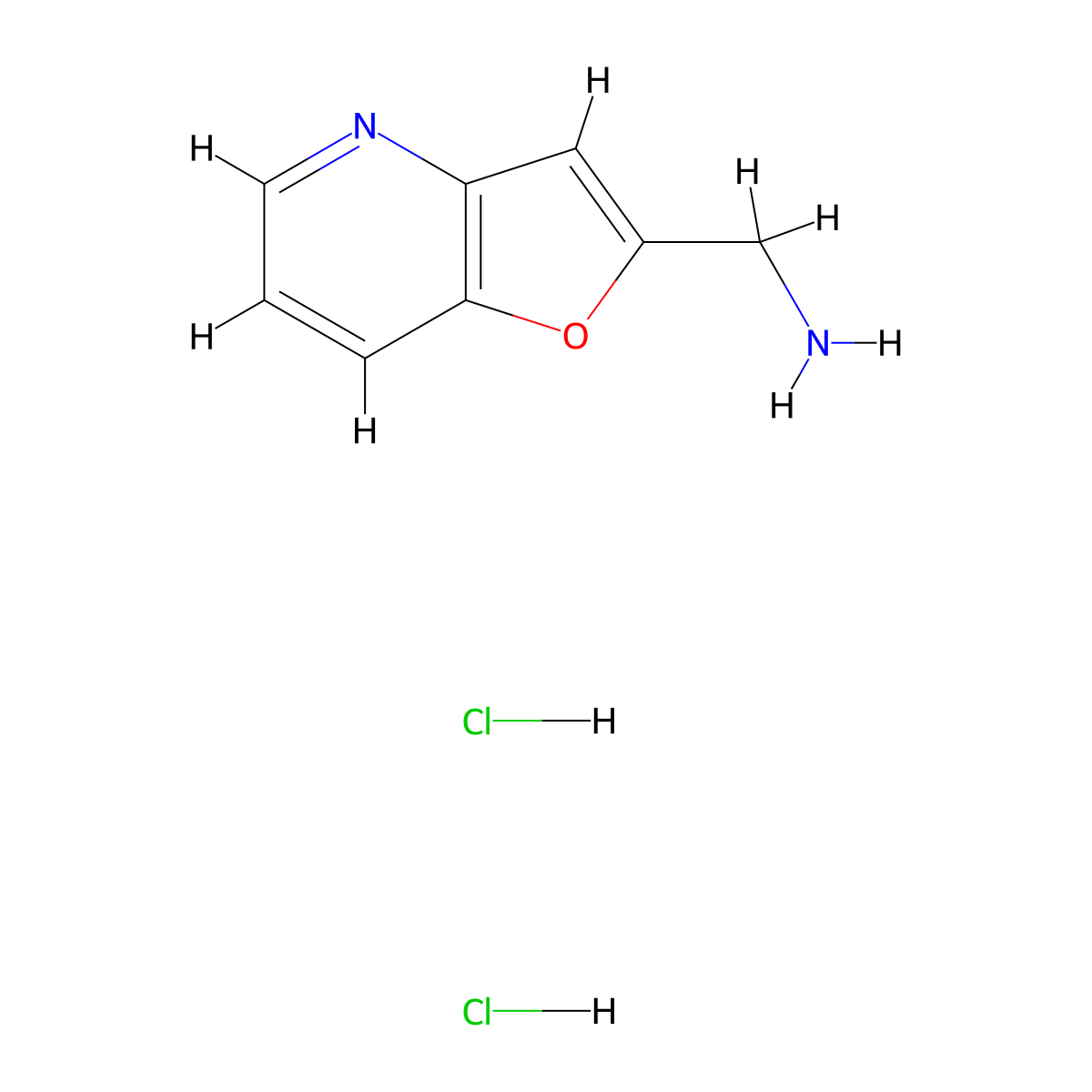 1-{Furo[3,2-b]pyridin-2-yl}methanamine dihydrochloride molecular structure, CAS 153863-94-6