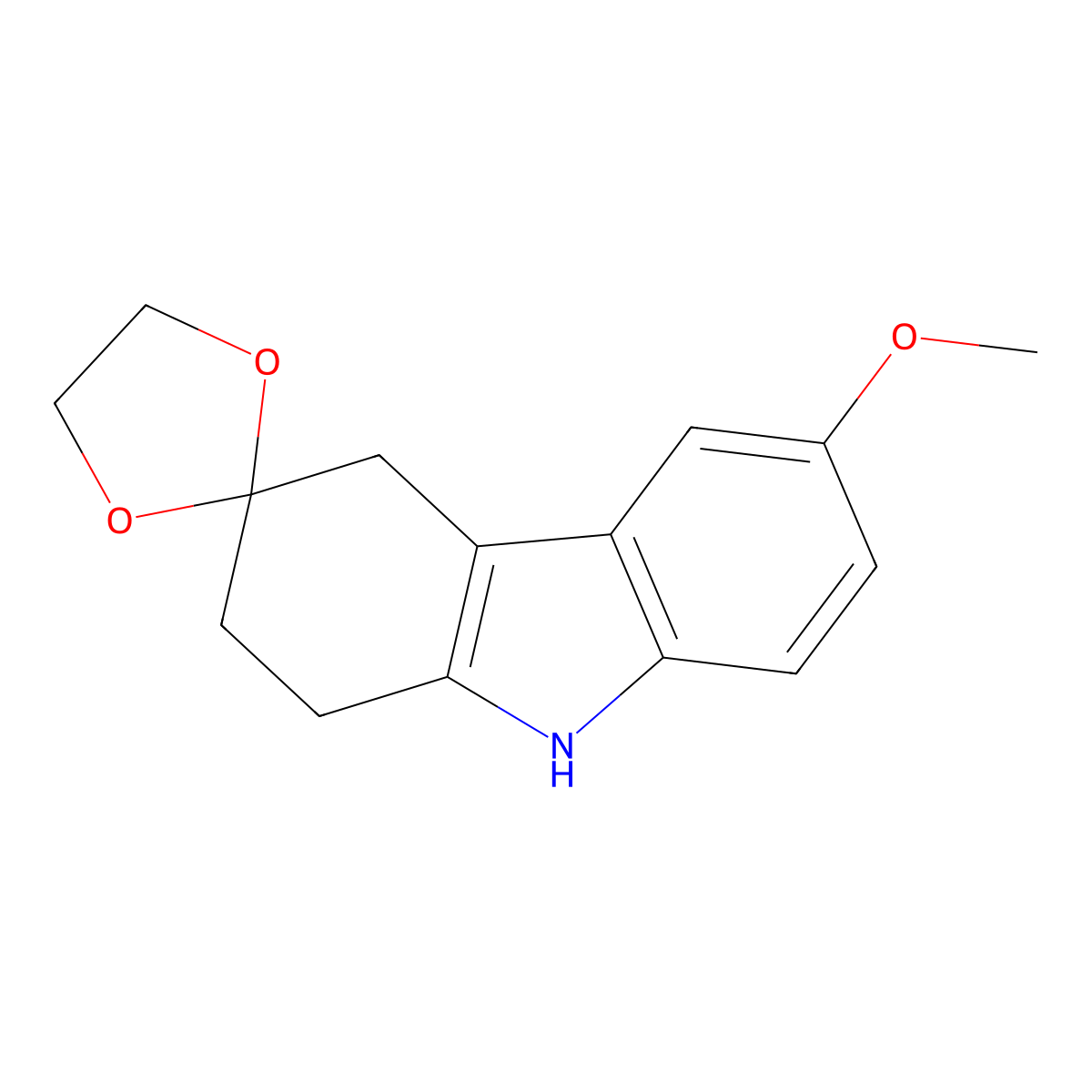 6-Methoxy-1,2,4,9-tetrahydrospiro[carbazole-3,2'-[1,3]dioxolane] molecular structure, CAS 153865-29-3