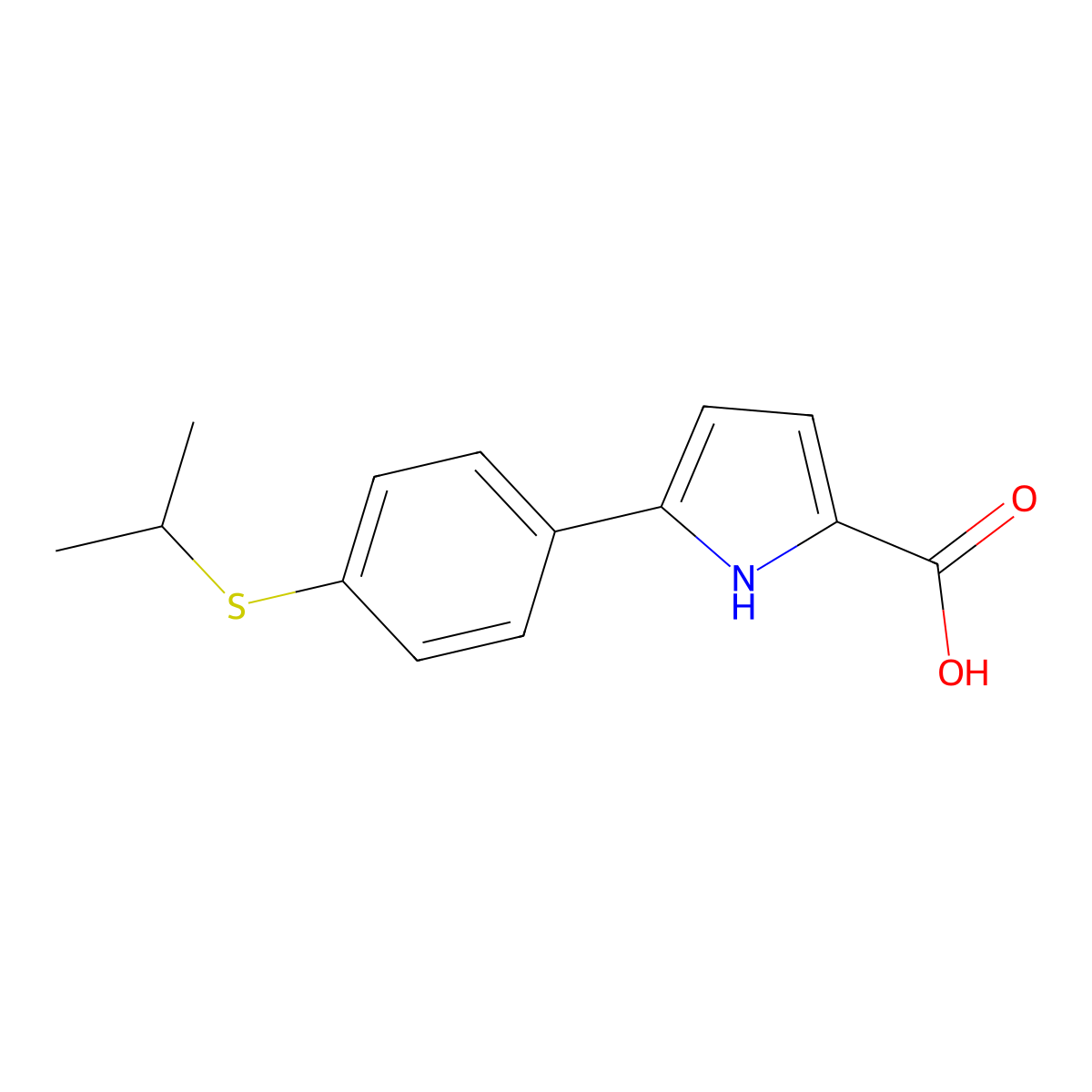 5-(4-(Isopropylthio)phenyl)-1H-pyrrole-2-carboxylic acid molecular structure, CAS 1538665-70-1