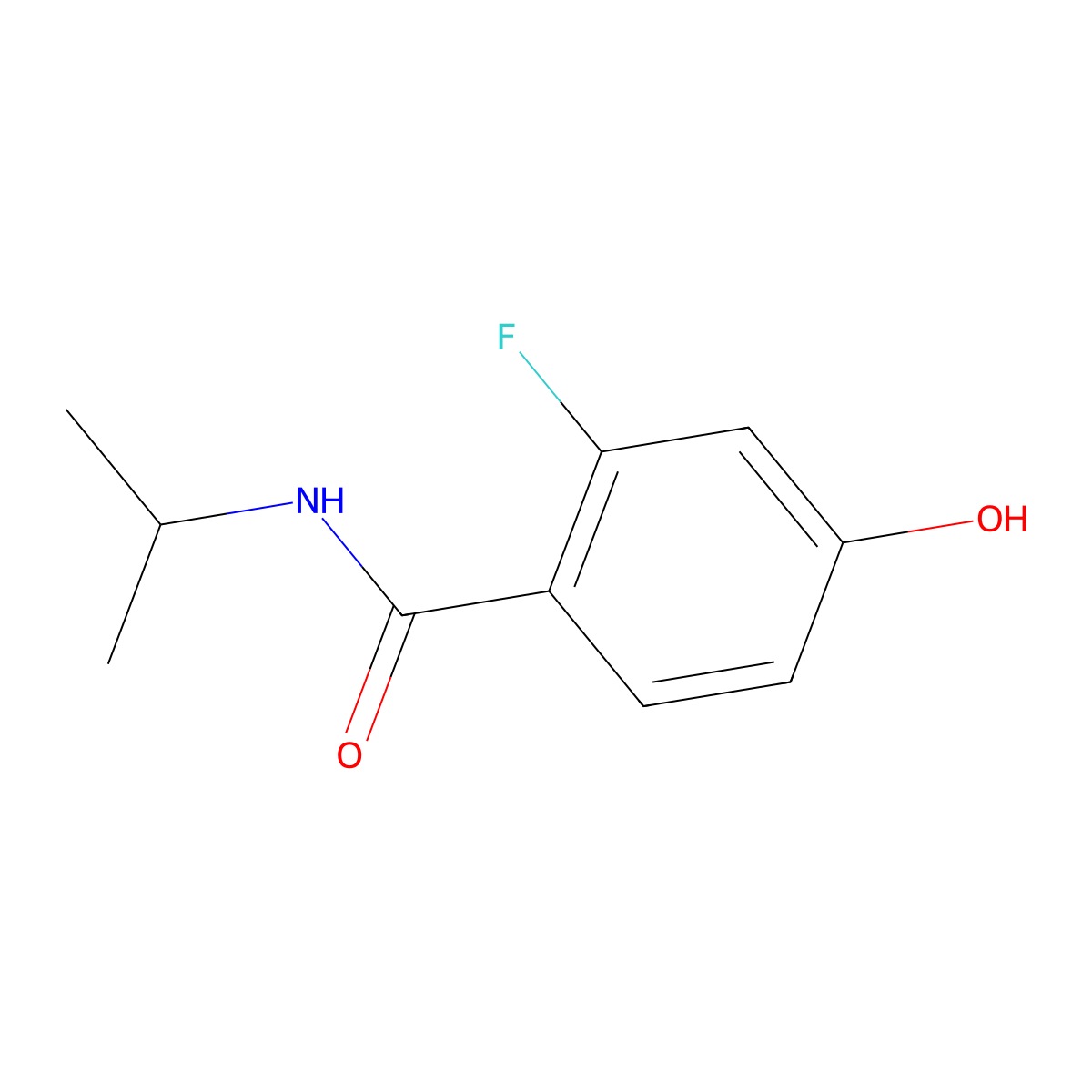 2-fluoro-4-hydroxy-N-(propan-2-yl)benzamide molecular structure, CAS 1538668-95-9