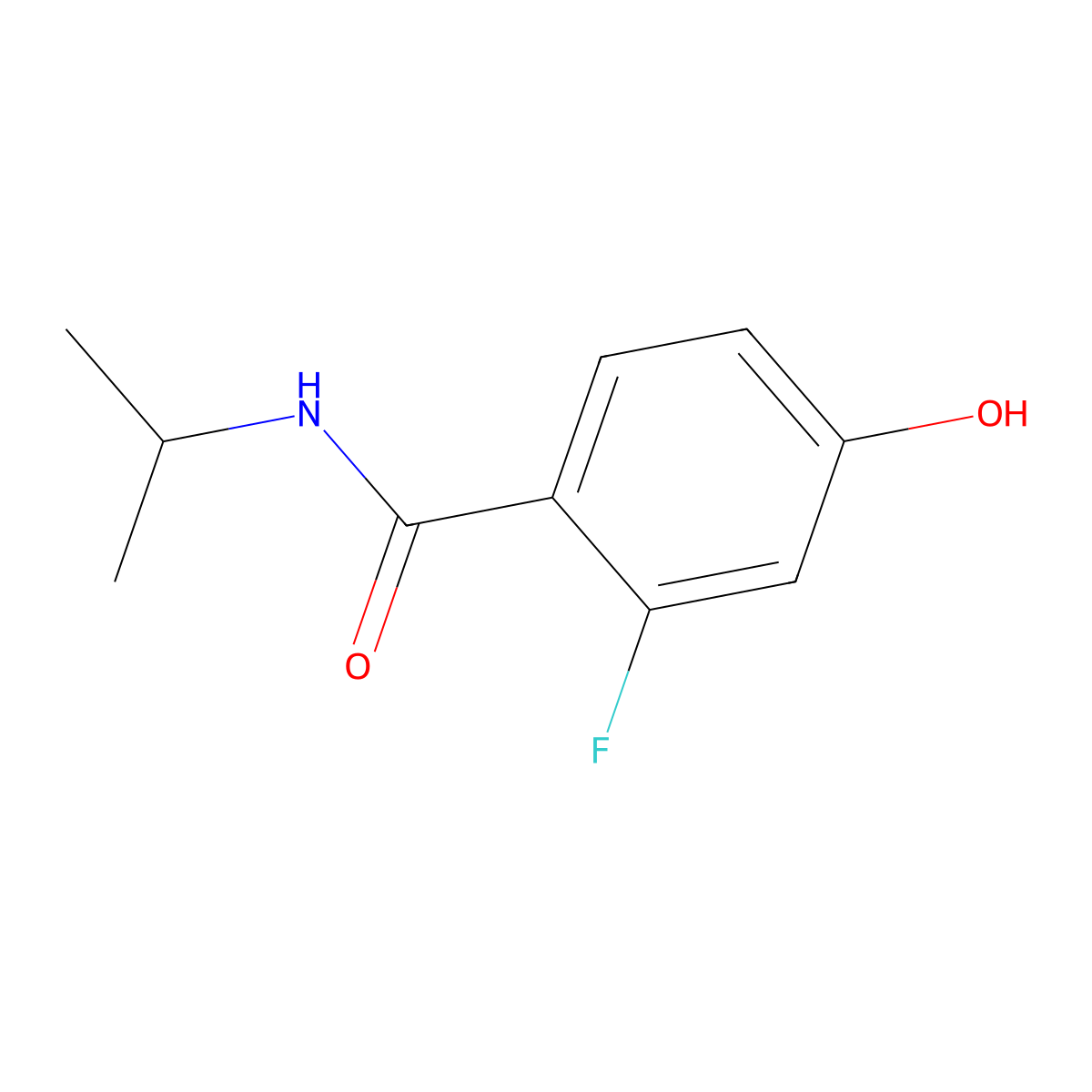 2-fluoro-4-hydroxy-N-(propan-2-yl)benzamide molecular structure, CAS 1538668-95-9