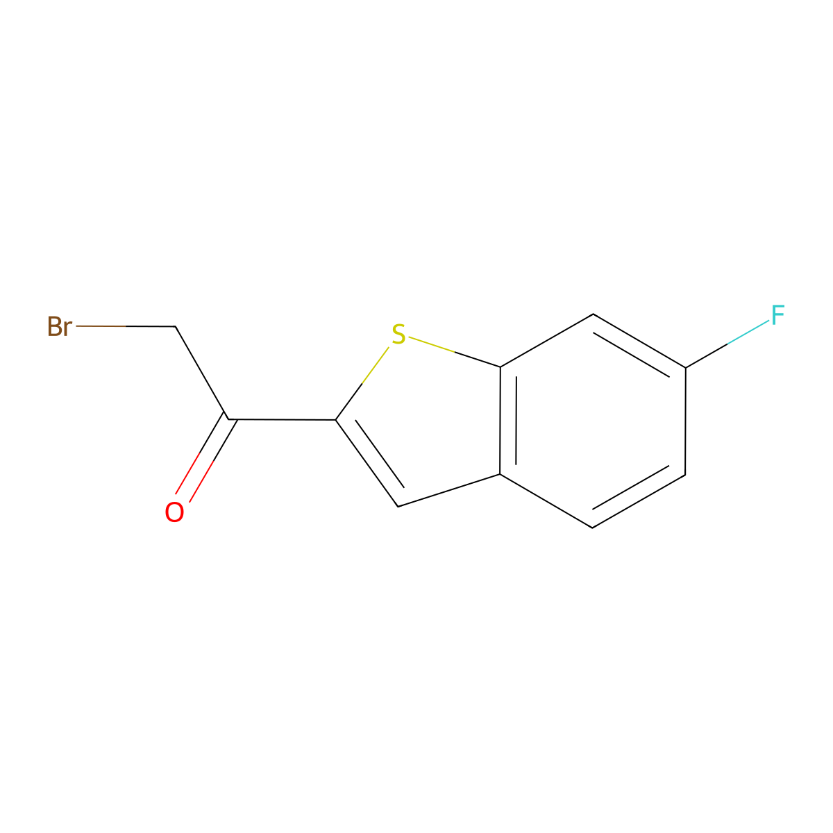 2-Bromo-1-(6-fluoro-1-benzothiophen-2-yl)ethan-1-one molecular structure, CAS 1538673-54-9