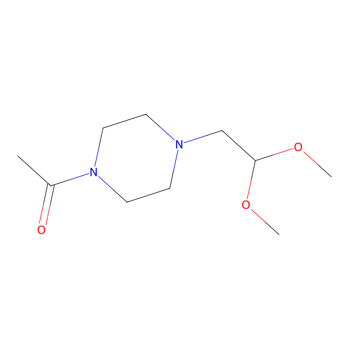 1-[4-(2,2-Dimethoxyethyl)piperazin-1-yl]ethan-1-one molecular structure, CAS 1538673-56-1