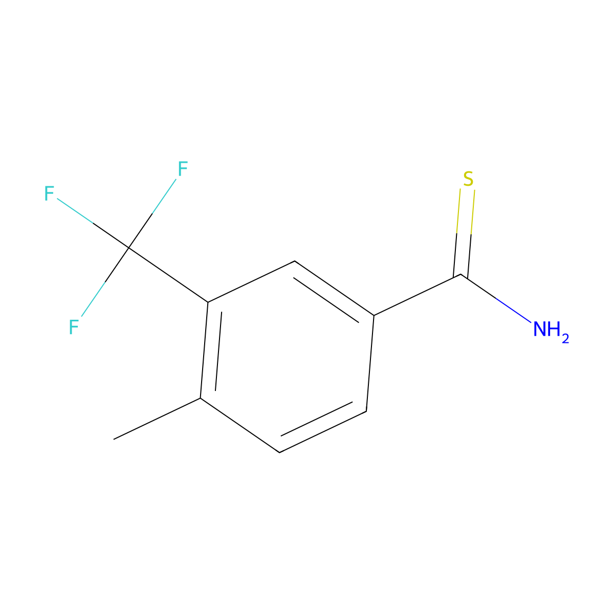 4-Methyl-3-(trifluoromethyl)benzene-1-carbothioamide molecular structure, CAS 1538699-47-6