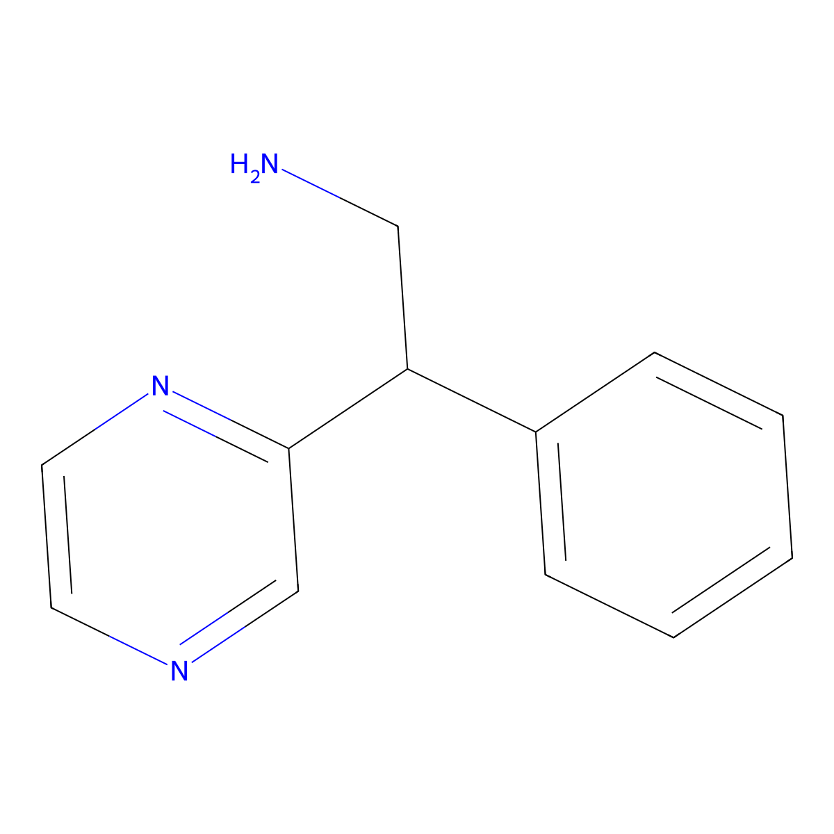 2-Phenyl-2-(pyrazin-2-yl)ethan-1-amine molecular structure, CAS 1538699-60-3